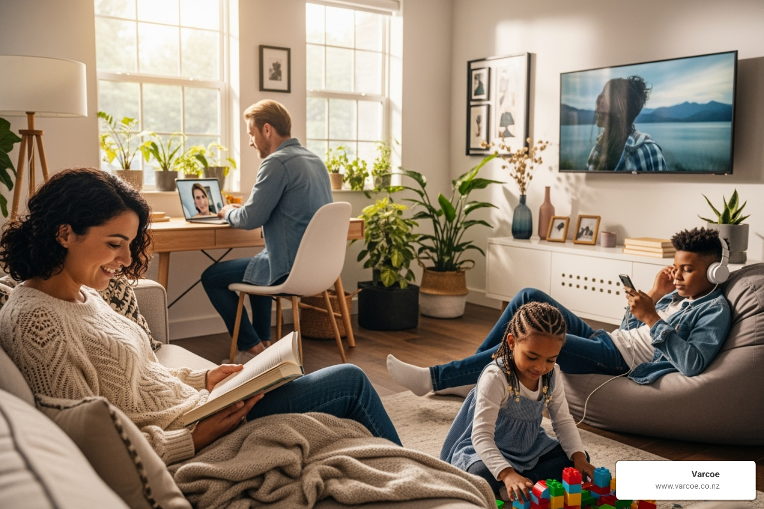 family enjoying personalized comfort - ductless multi zone air conditioning