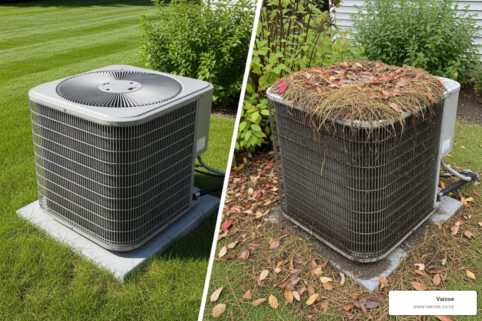 clean vs debris-covered outdoor unit - air conditioner not working