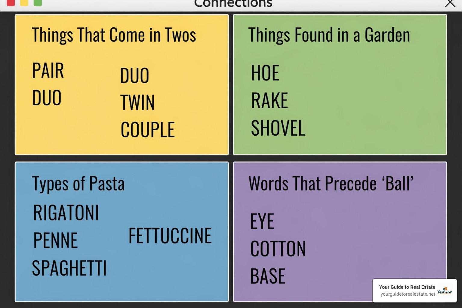 Image of the completed Connections grid for September 19, 2025, showing all four color-coded categories with their words and themes revealed - connections sports hint