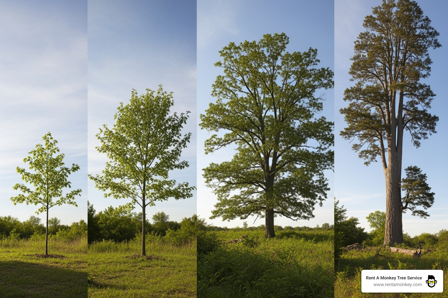 Tree size comparison with small, medium, large, and extra-large trees and their corresponding cost ranges - tree removal cost estimate