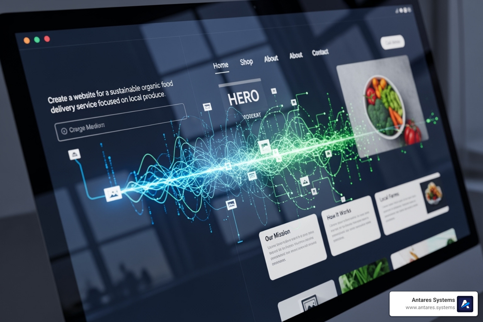Herramienta de IA generando un diseño web a partir de un texto - Diseño de Páginas Web