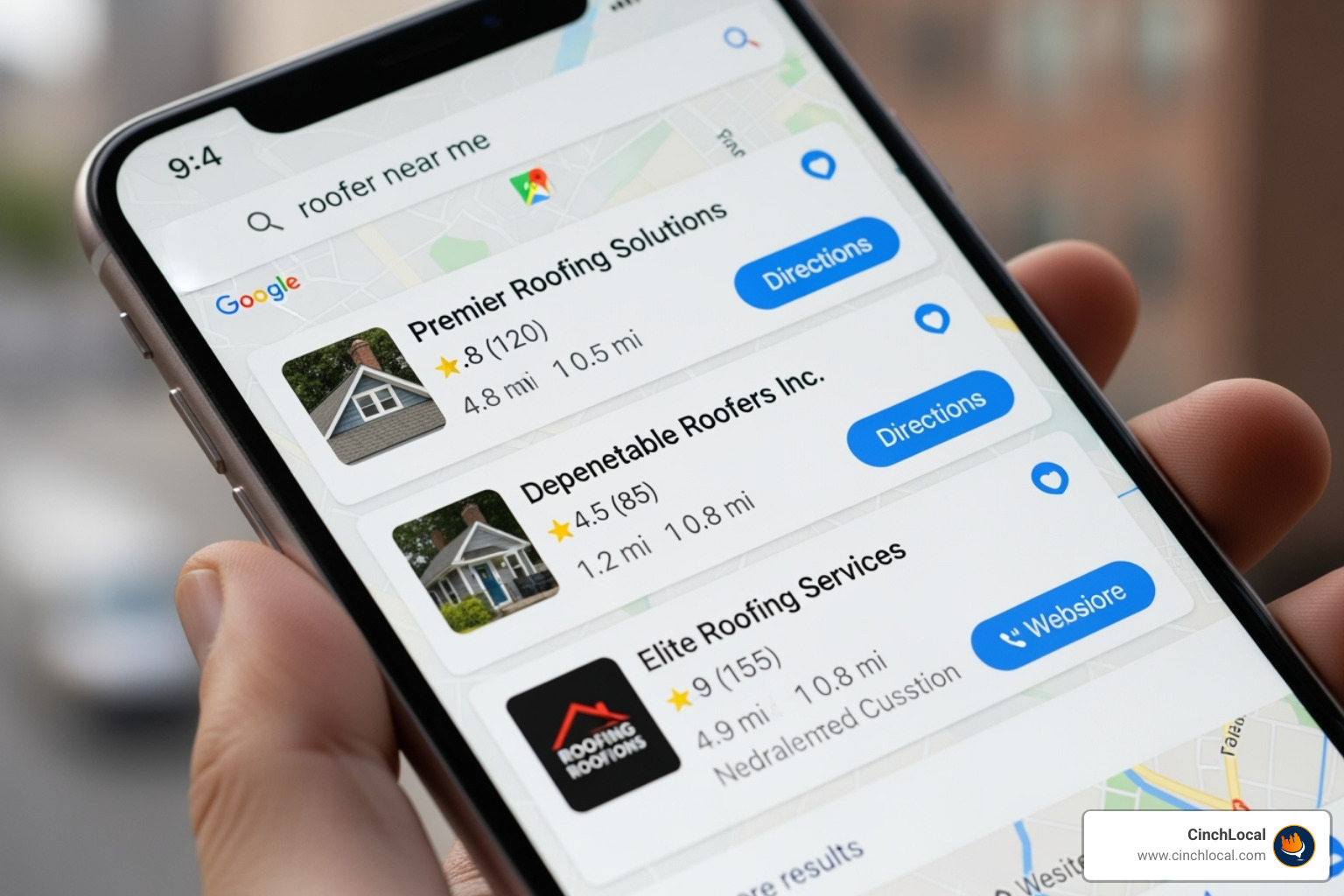 Google Maps local 3-pack results for a search like 