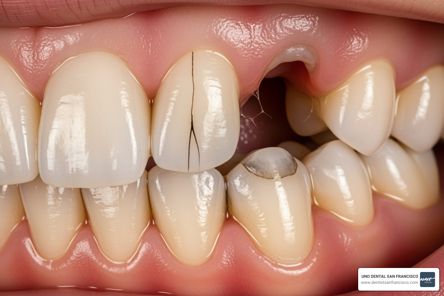 Examples of dental issues like cracked, worn, or missing teeth - Full Mouth Reconstruction