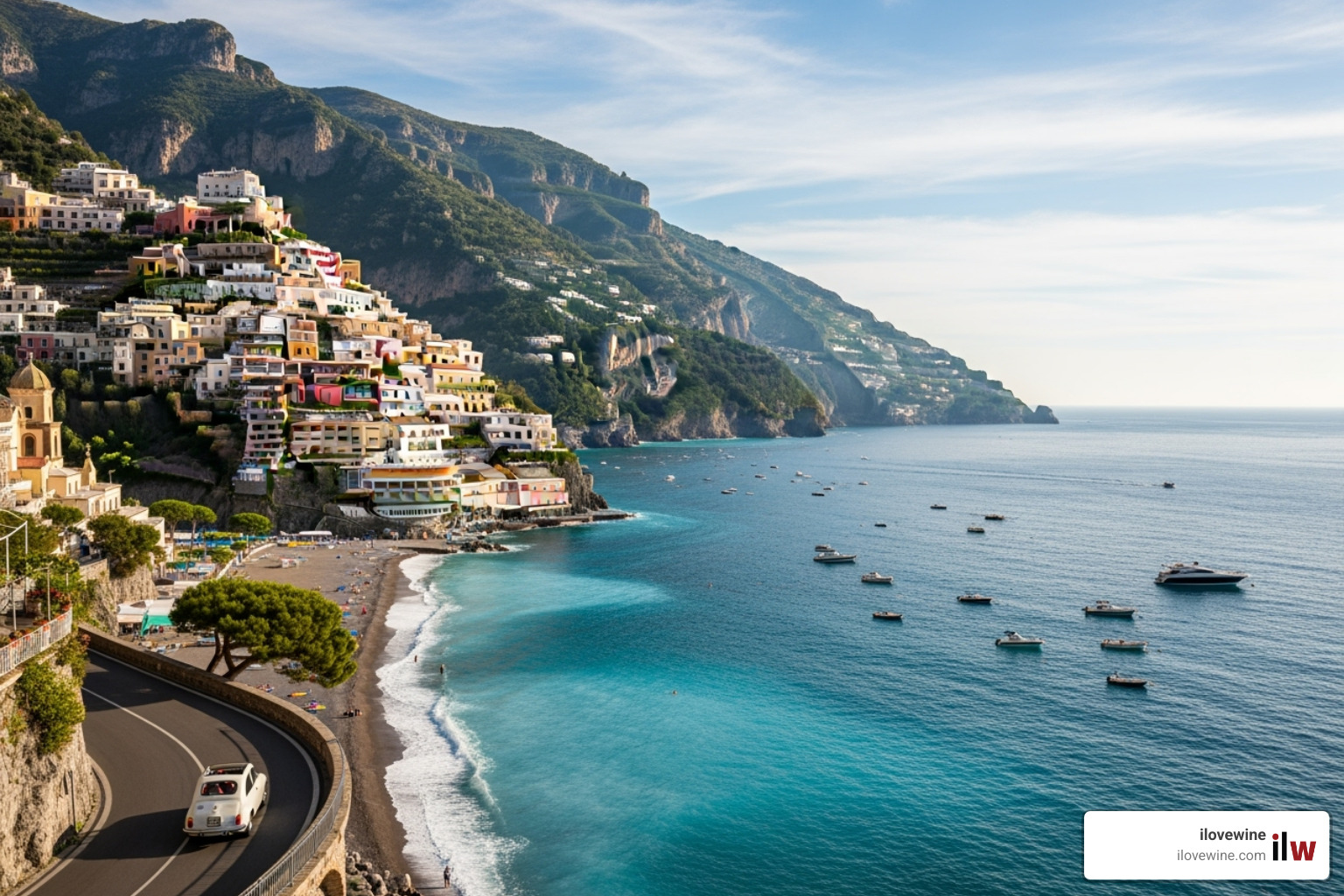 image of the Amalfi Coast with fewer tourists than peak season - June holiday destinations