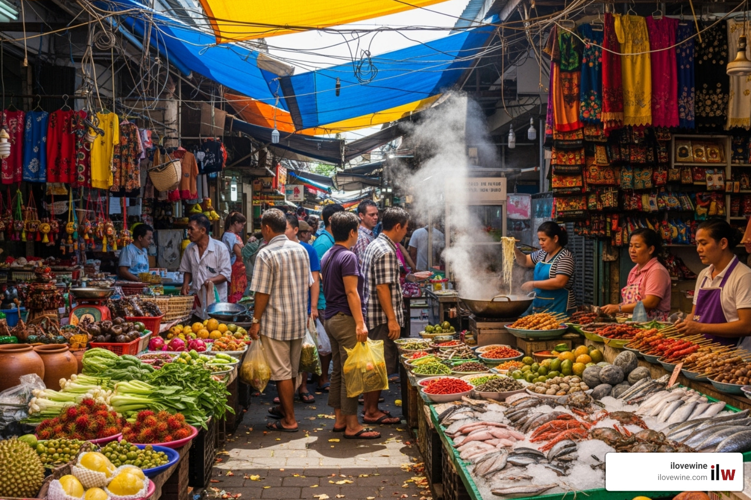 a vibrant, busy market in Southeast Asia - Affordable summer trips a vibrant, busy market in Southeast Asia - Affordable summer trips