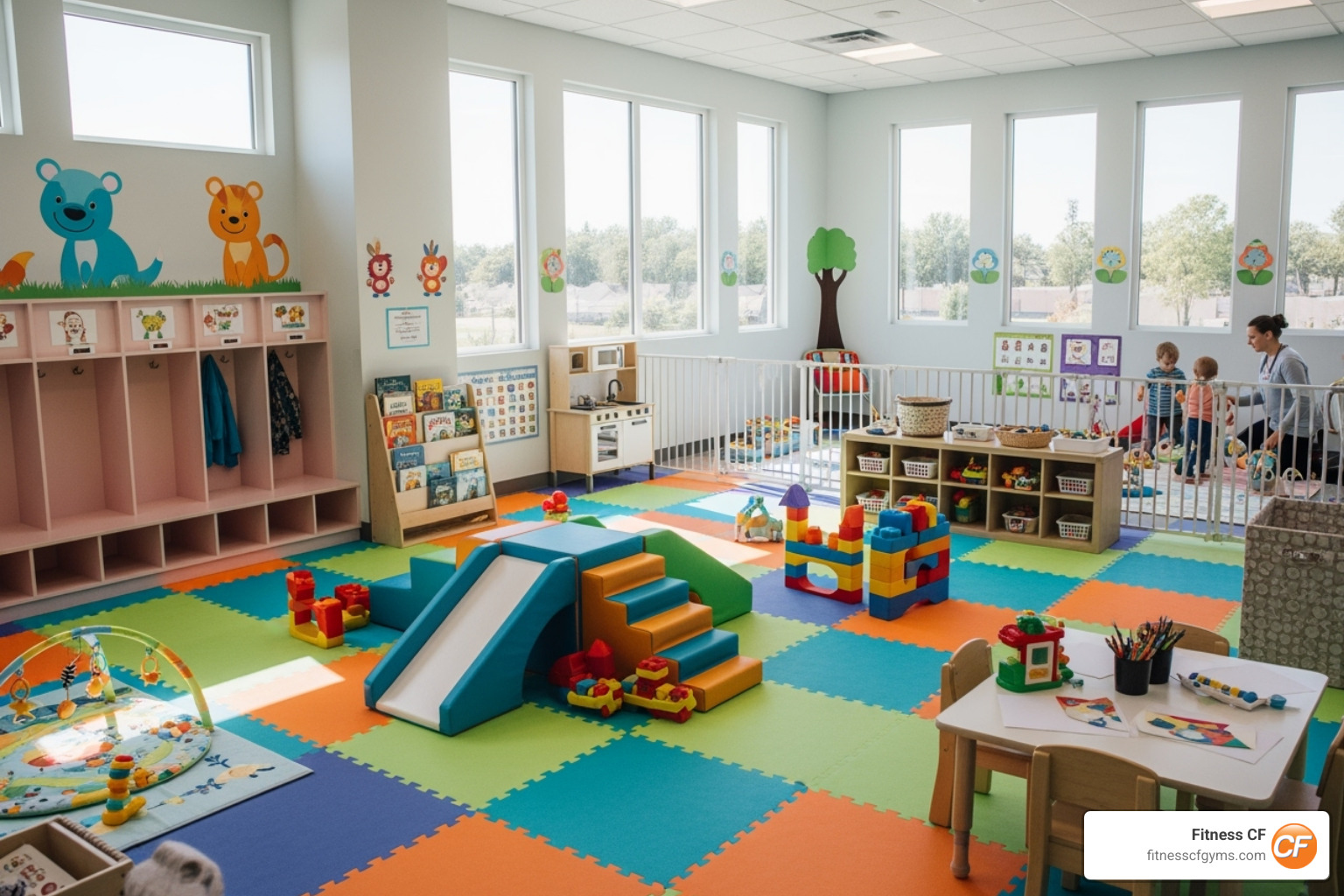 colorful and clean gym childcare room - gyms with daycares near me colorful and clean gym childcare room - gyms with daycares near me