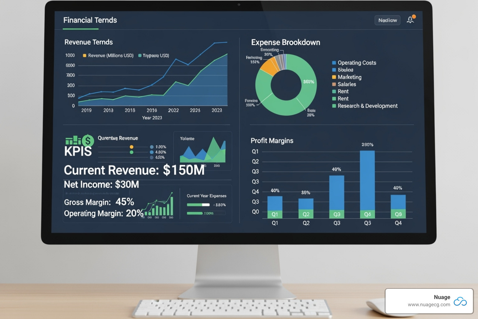 Customized CFO dashboard with KPIs and trend graphs - NetSuite custom reports