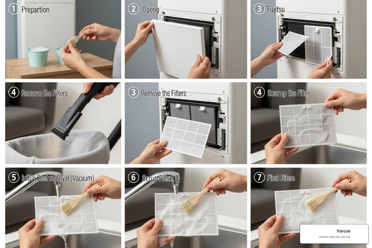 Step-by-step guide to cleaning a Fujitsu heat pump filter at home in Auckland. - fujitsu heat pump replacement filters nz