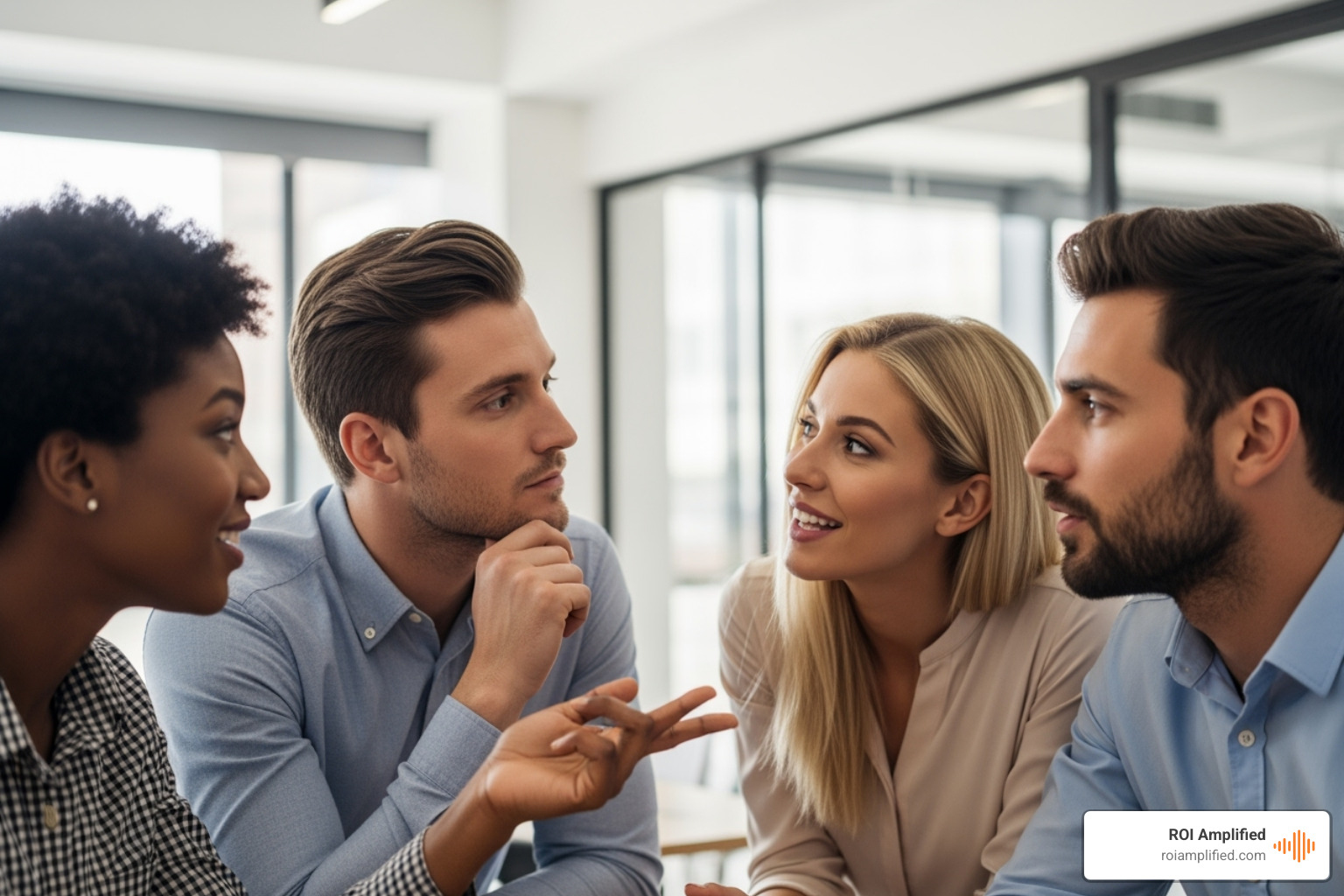 A diverse team of people collaborating and brainstorming in a modern office - AI content for SEO A diverse team of people collaborating and brainstorming in a modern office - AI content for SEO