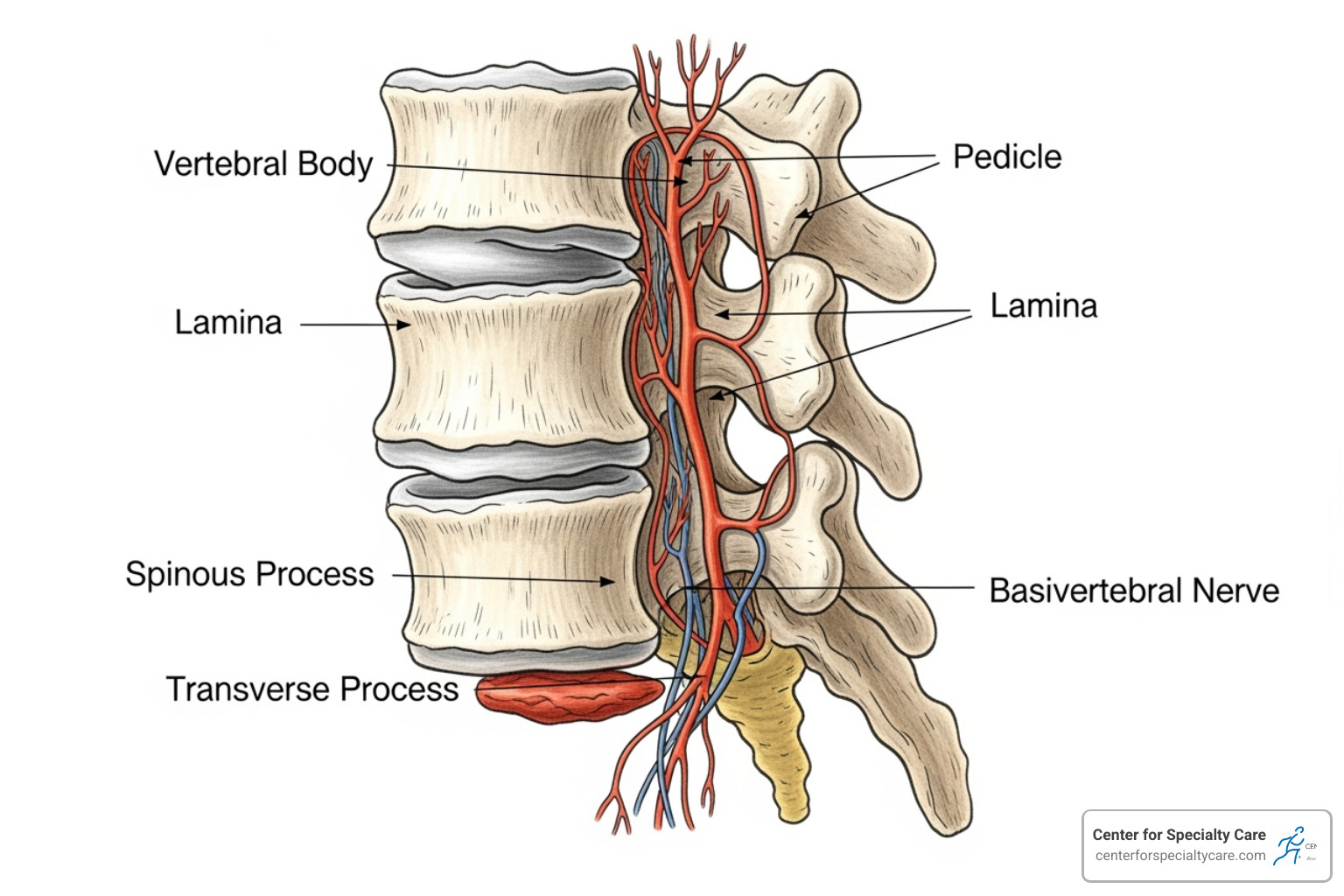Lumbar spine highlighting a vertebra and the basivertebral nerve - what is the success rate of the intracept procedure