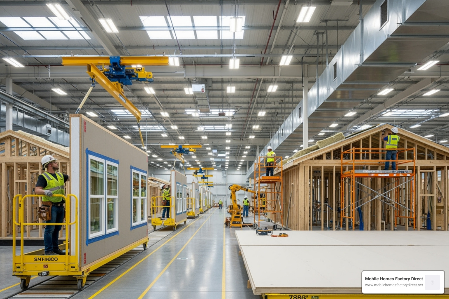 Inside of a clean, efficient manufactured home factory - what is manufactured housing