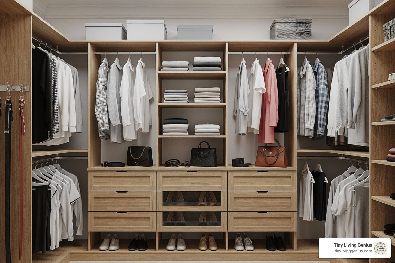 a small but highly efficient closet using vertical space - smart wardrobe storage solutions