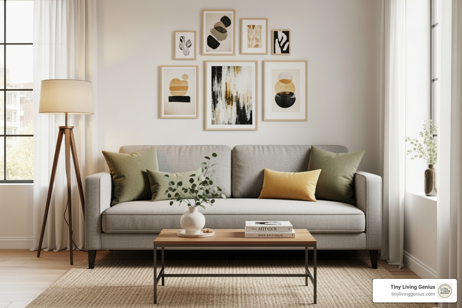 of a chic apartment-sized sofa in a narrow living room - couches for small spaces