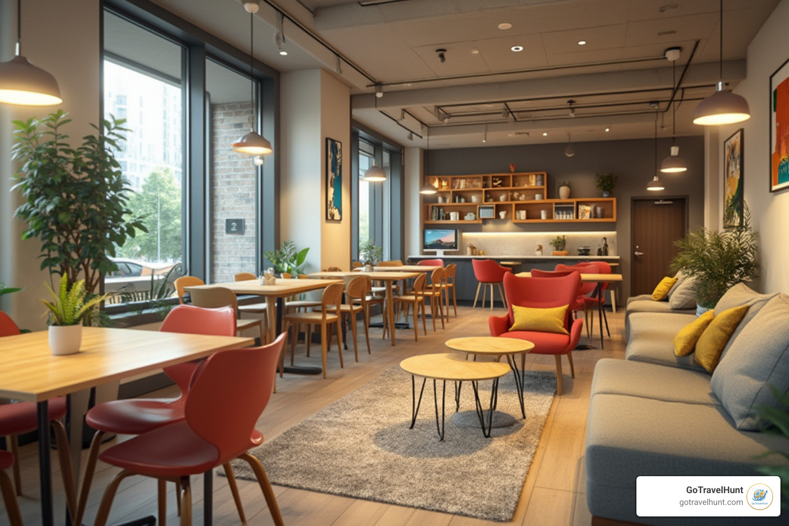 Modern and clean hostel common area - cheap hotels in paris