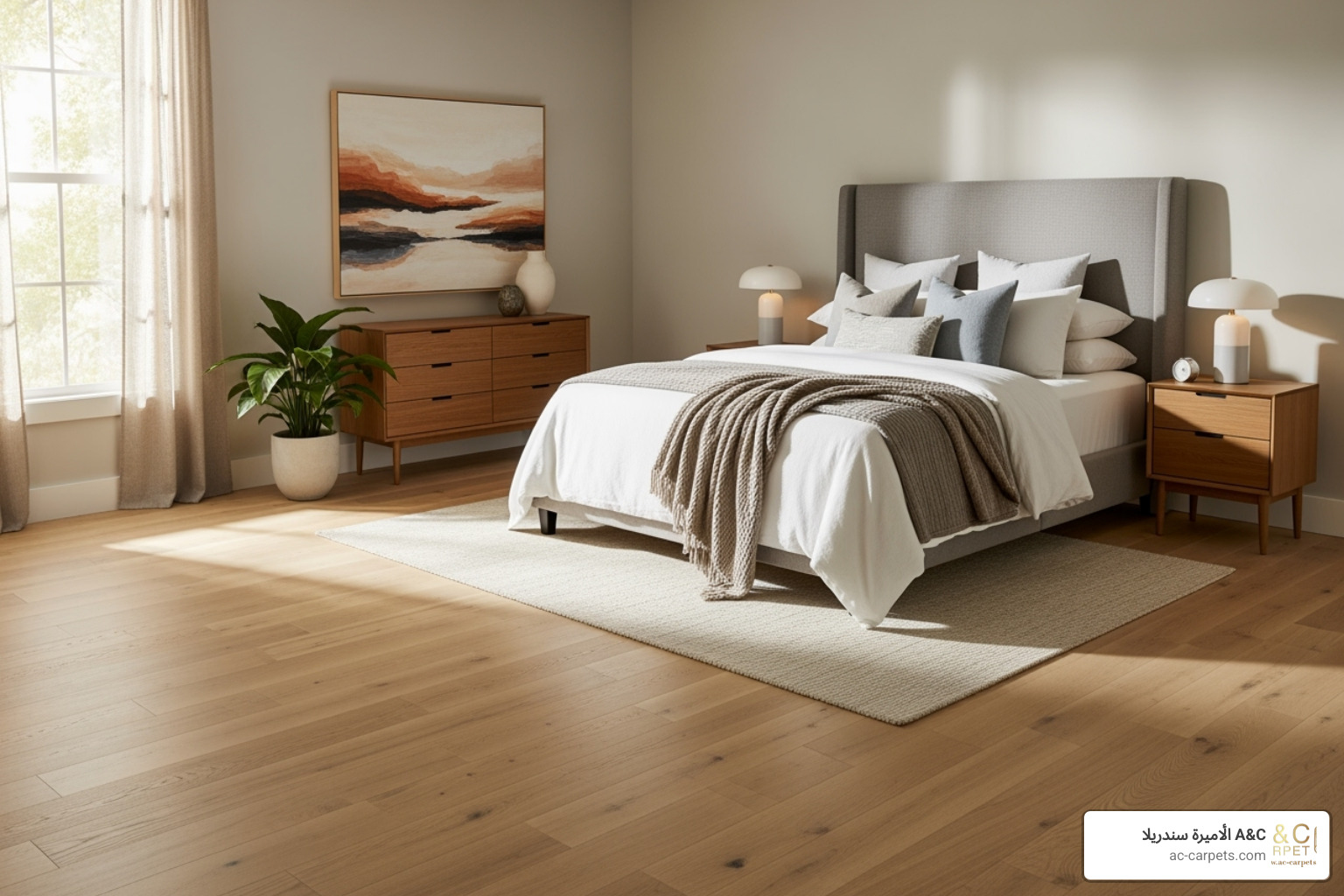 beautiful engineered hardwood floor in a bedroom - Scratch resistant floors
