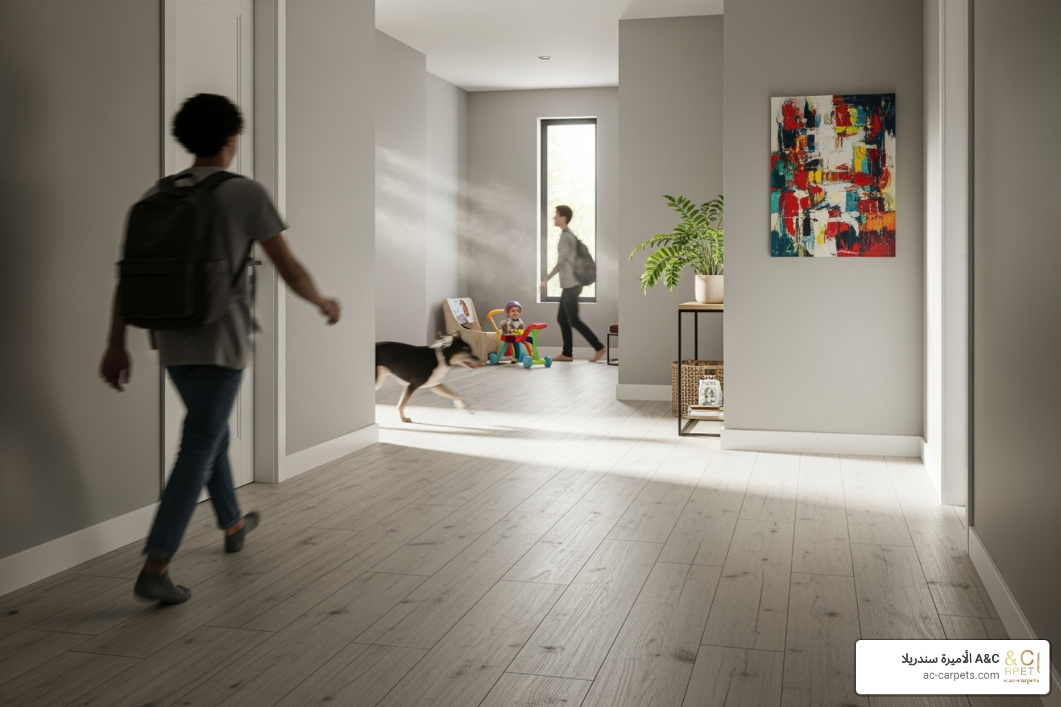 high-traffic hallway with durable laminate flooring - easy care flooring