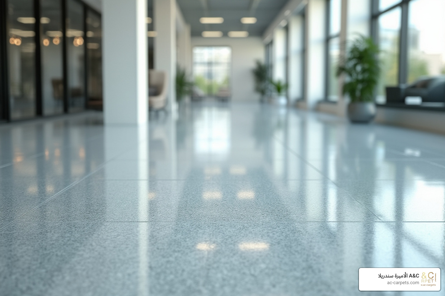 Clean, bright commercial space with epoxy flooring - Epoxy resin floors