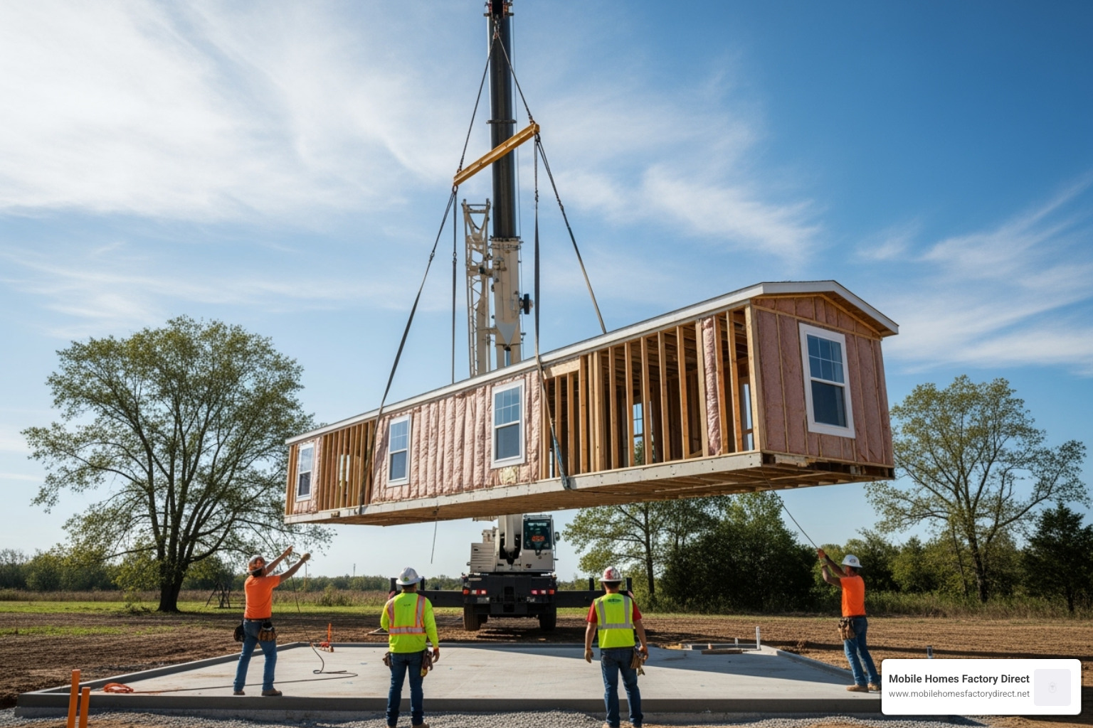 triple-wide section being delivered or set on a foundation - largest triple wide mobile homes