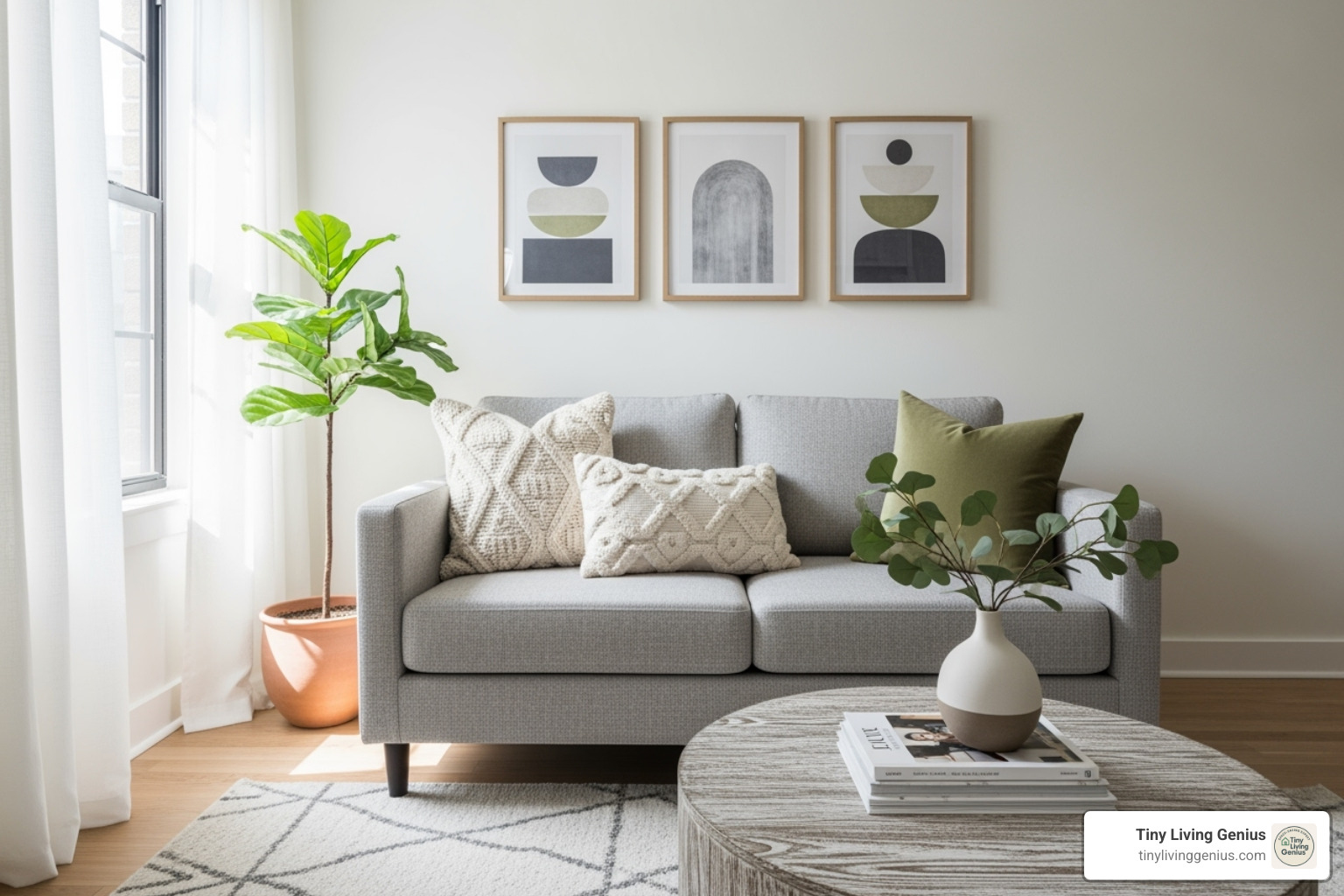 chic loveseat in a studio apartment - small couches for small spaces