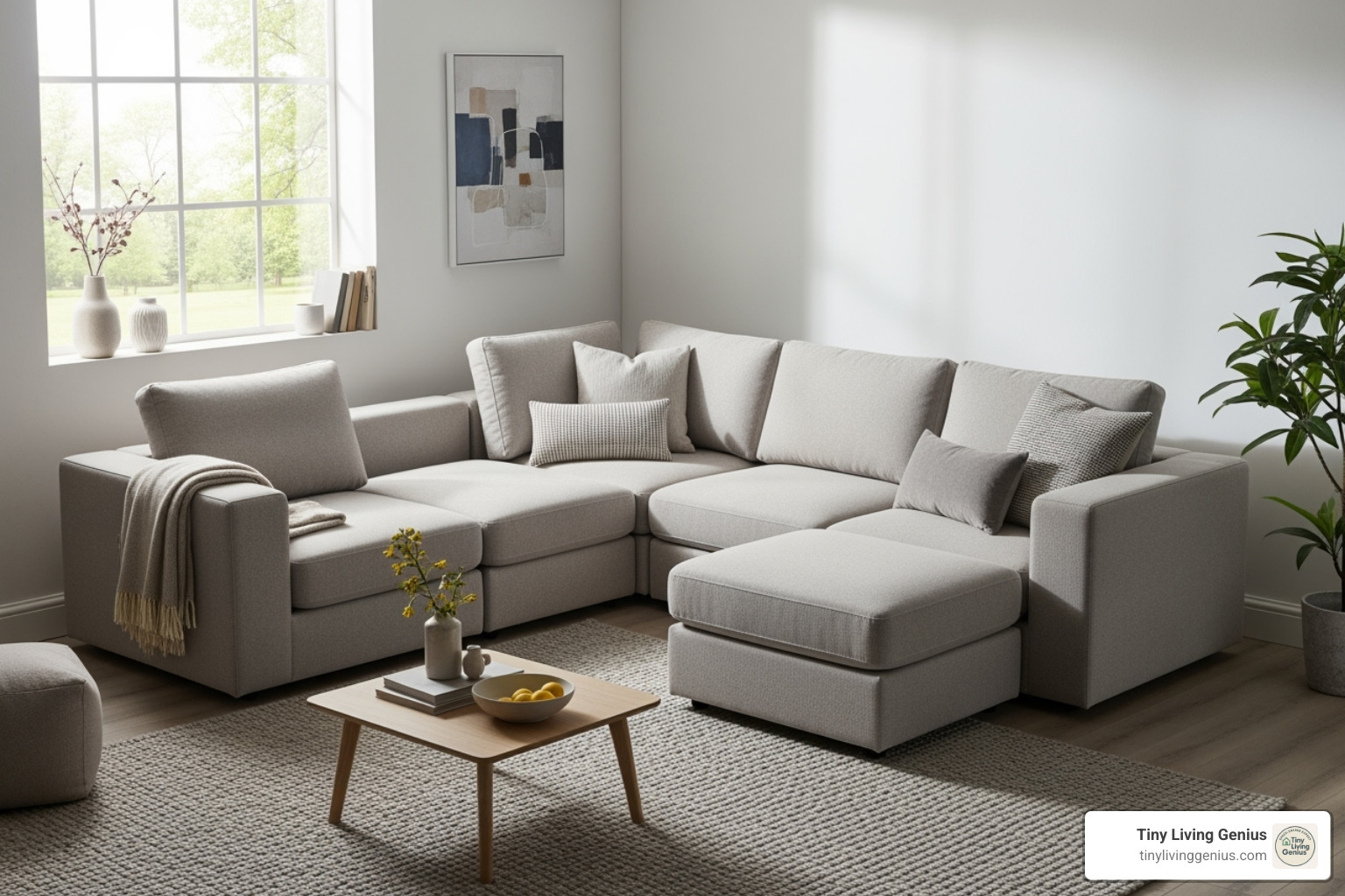 configurable modular sofa in a tight corner - small couches for small spaces