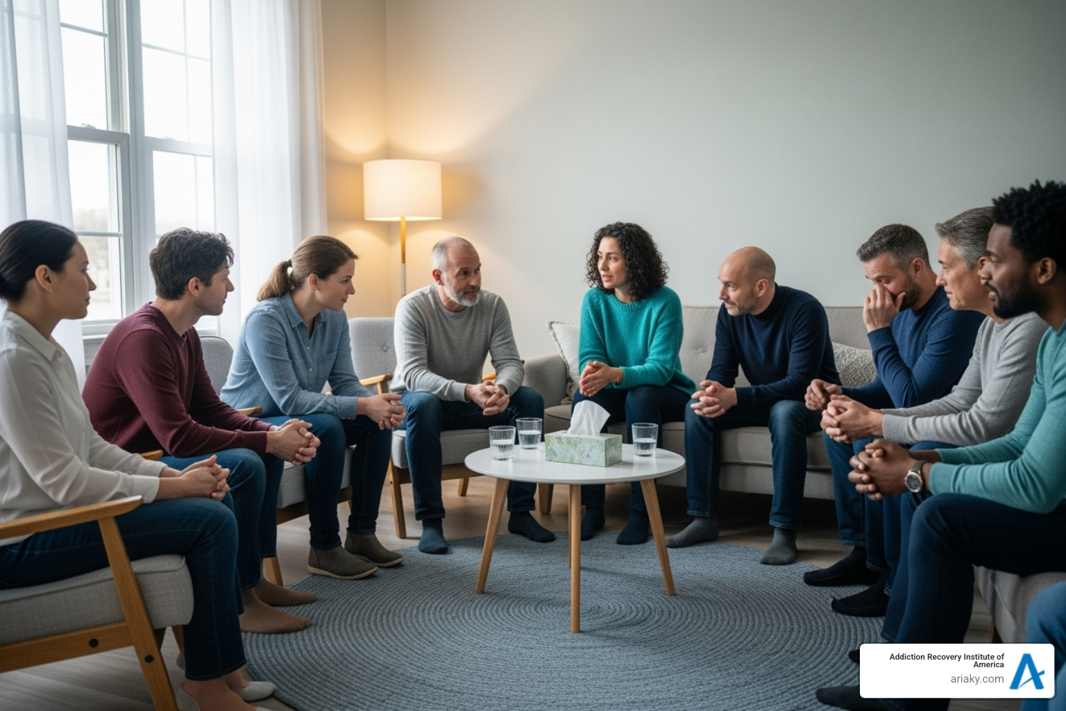 supportive group therapy session - substance abuse treatment