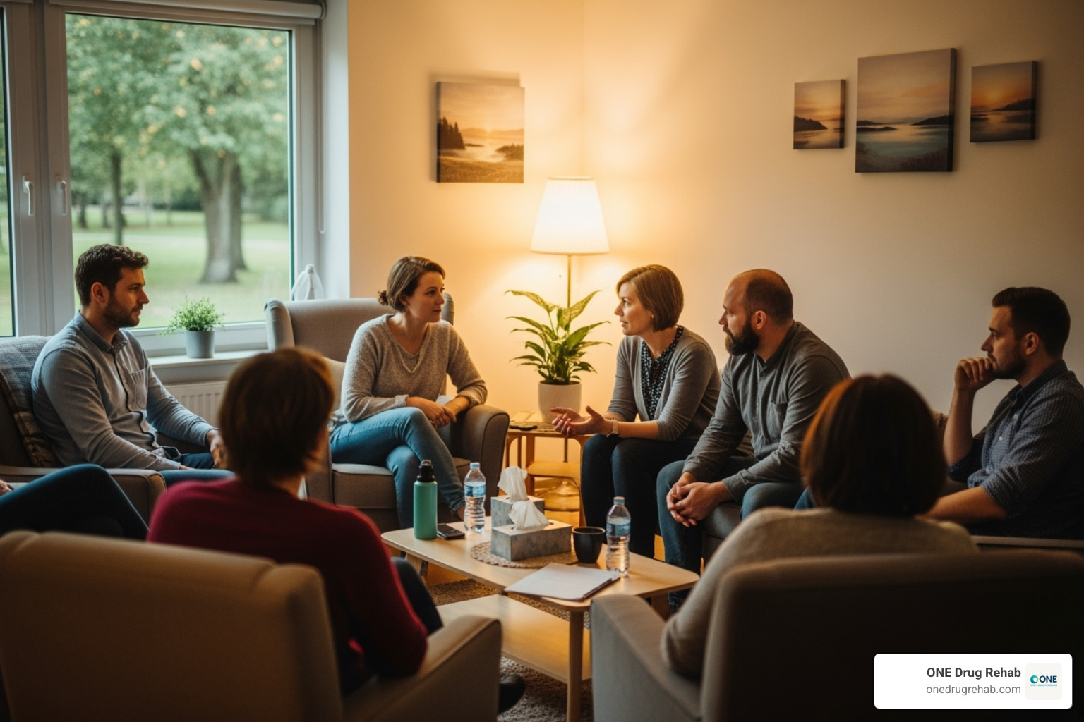 of a mixed-gender group therapy session - coed halfway houses