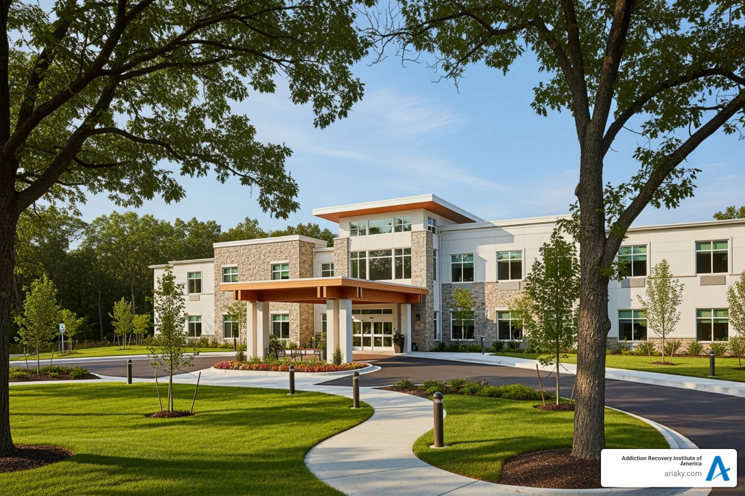 Serene and professional rehab facility exterior - Men's drug rehab