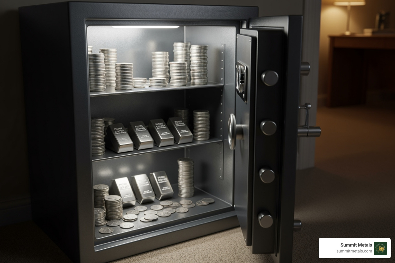 a home safe with silver inside - buying silver coins or bars which is better