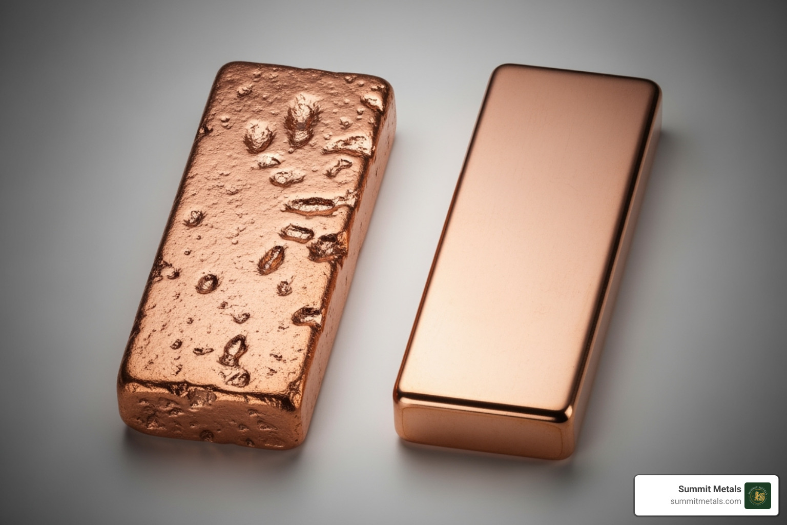 Cast vs. minted copper bars - copper bar 1kg