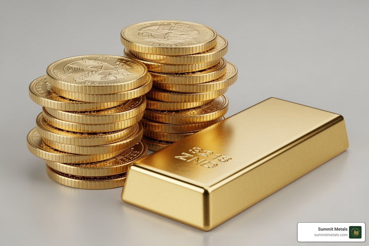 Comparison chart of Gold Coin vs Gold Bar - silver round vs coin