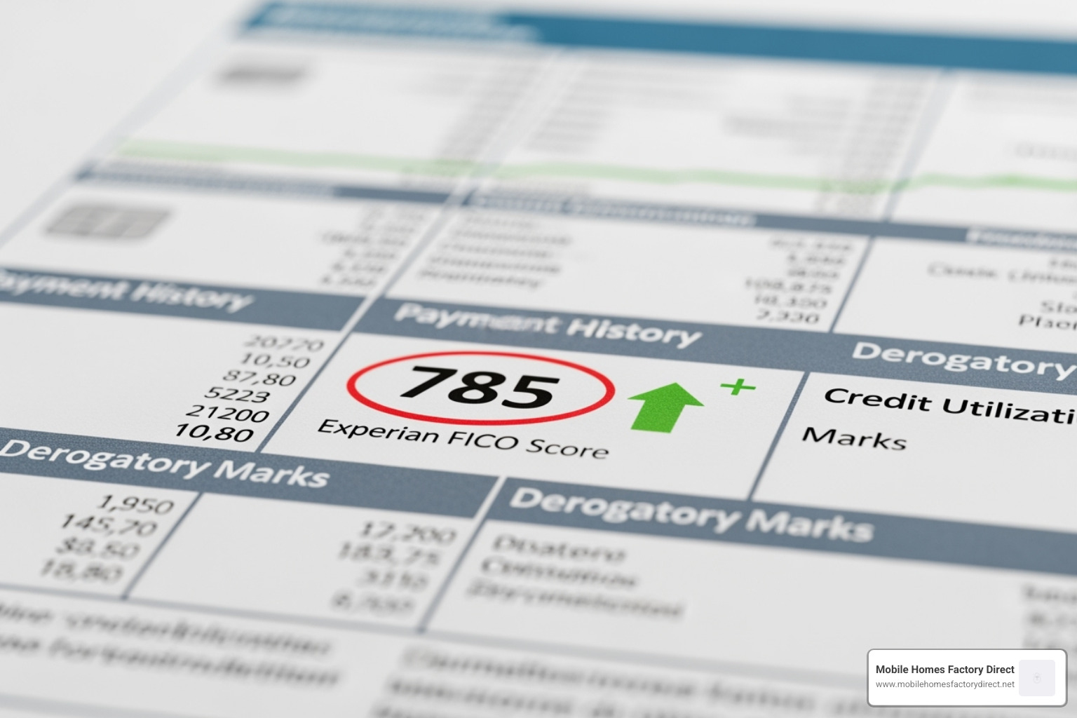 Sample credit report with the score highlighted - Bad credit approved