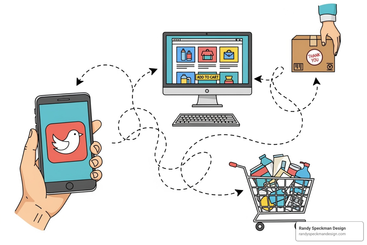 customer journey map from social media ad to purchase - best online storefront for small business