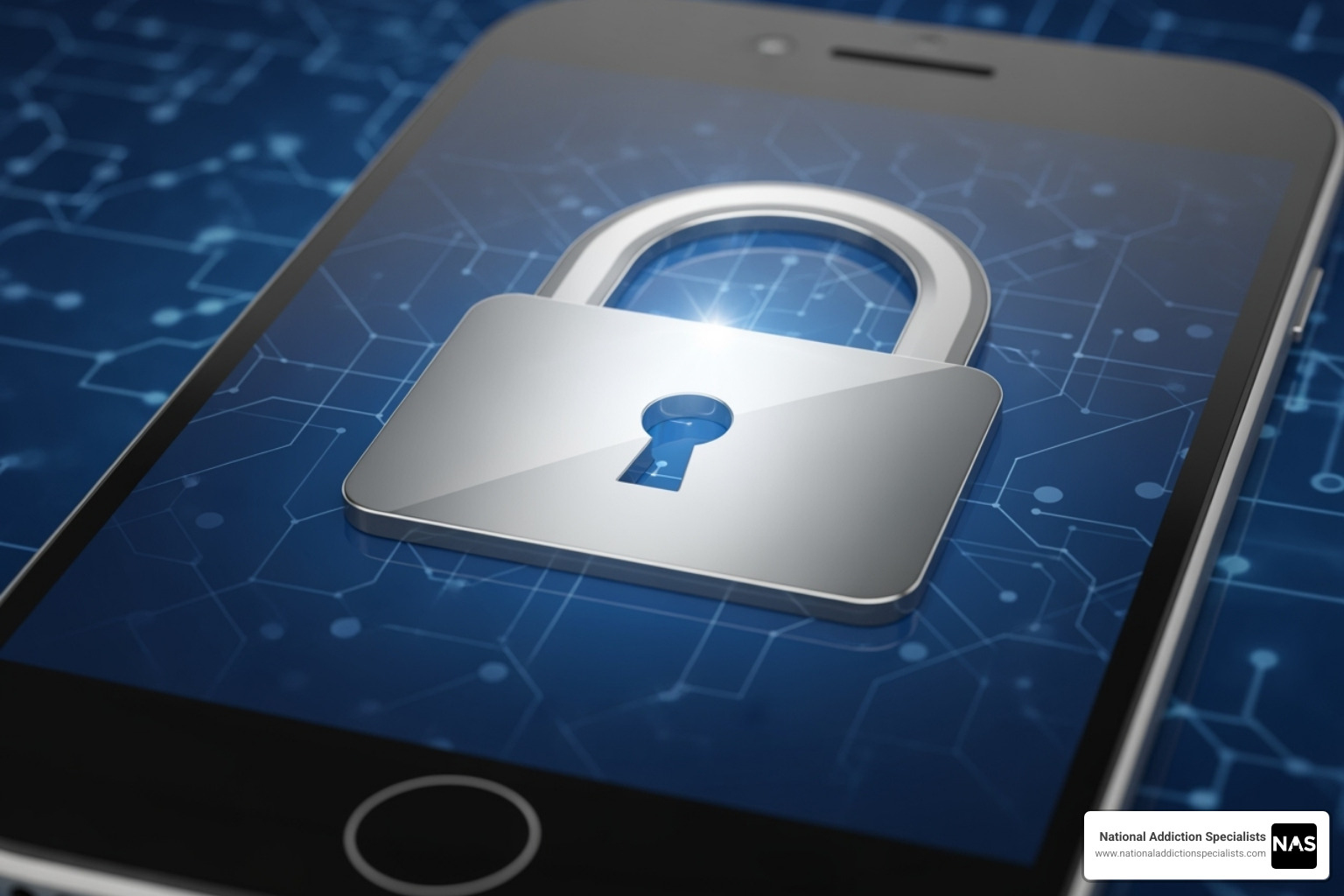 Lock icon superimposed on a smartphone screen to represent data privacy - Online Suboxone treatment