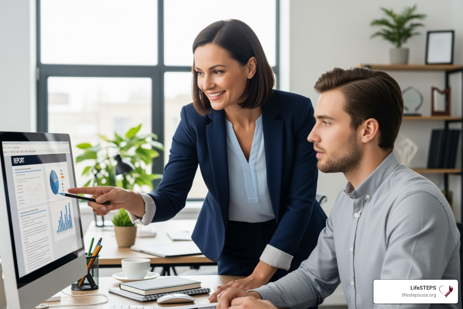 supportive mentor guiding a mentee - career development planning examples