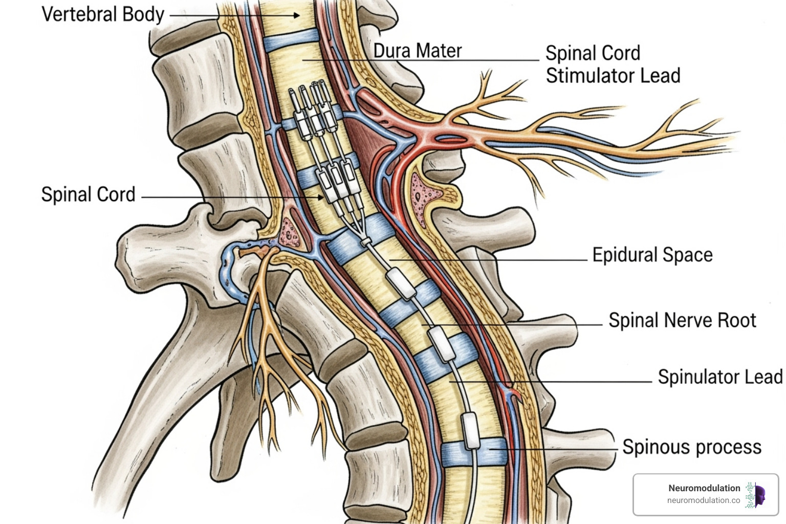 diagram of correct lead placement in the epidural space - spinal cord stimulator comparison diagram of correct lead placement in the epidural space - spinal cord stimulator comparison