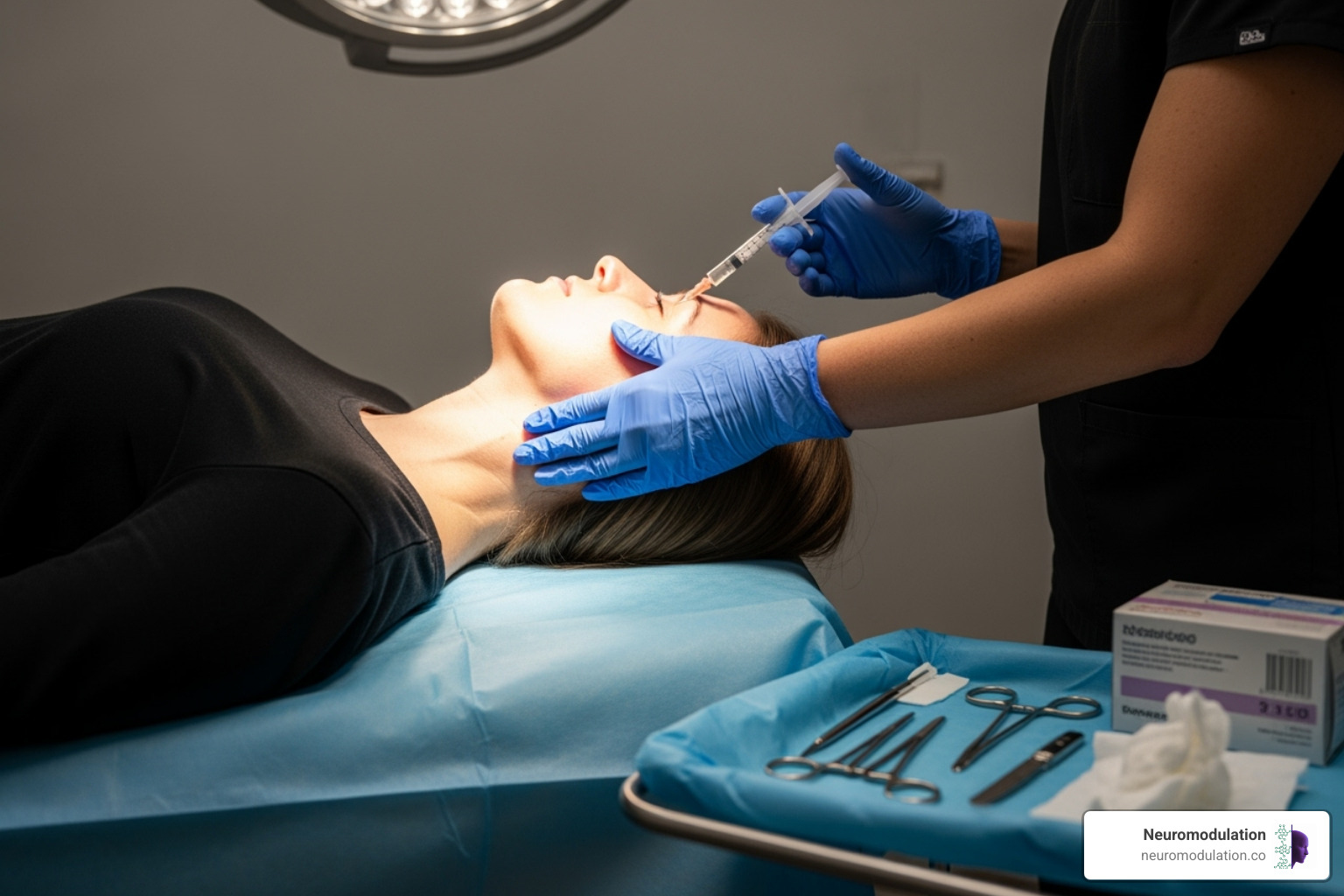 Patient positioned for a stellate ganglion block procedure, highlighting neck extension and head rotation - Stellate ganglion block
