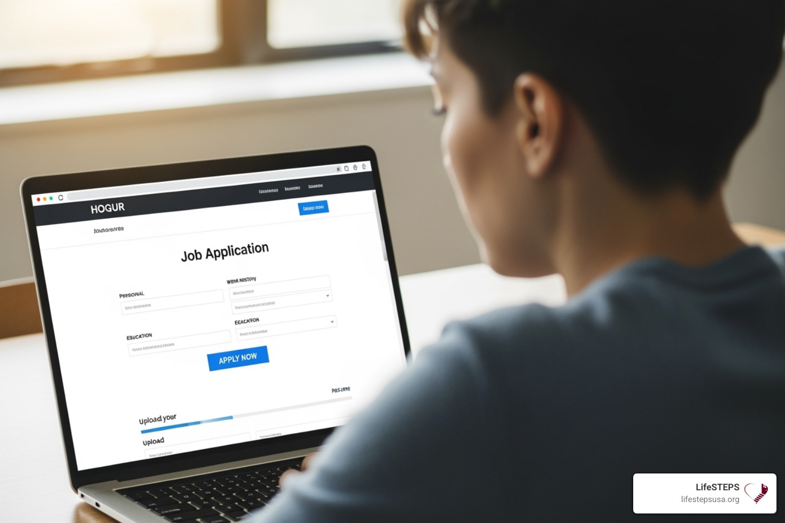 person looking at job application portal - nutrition coach lifetime fitness