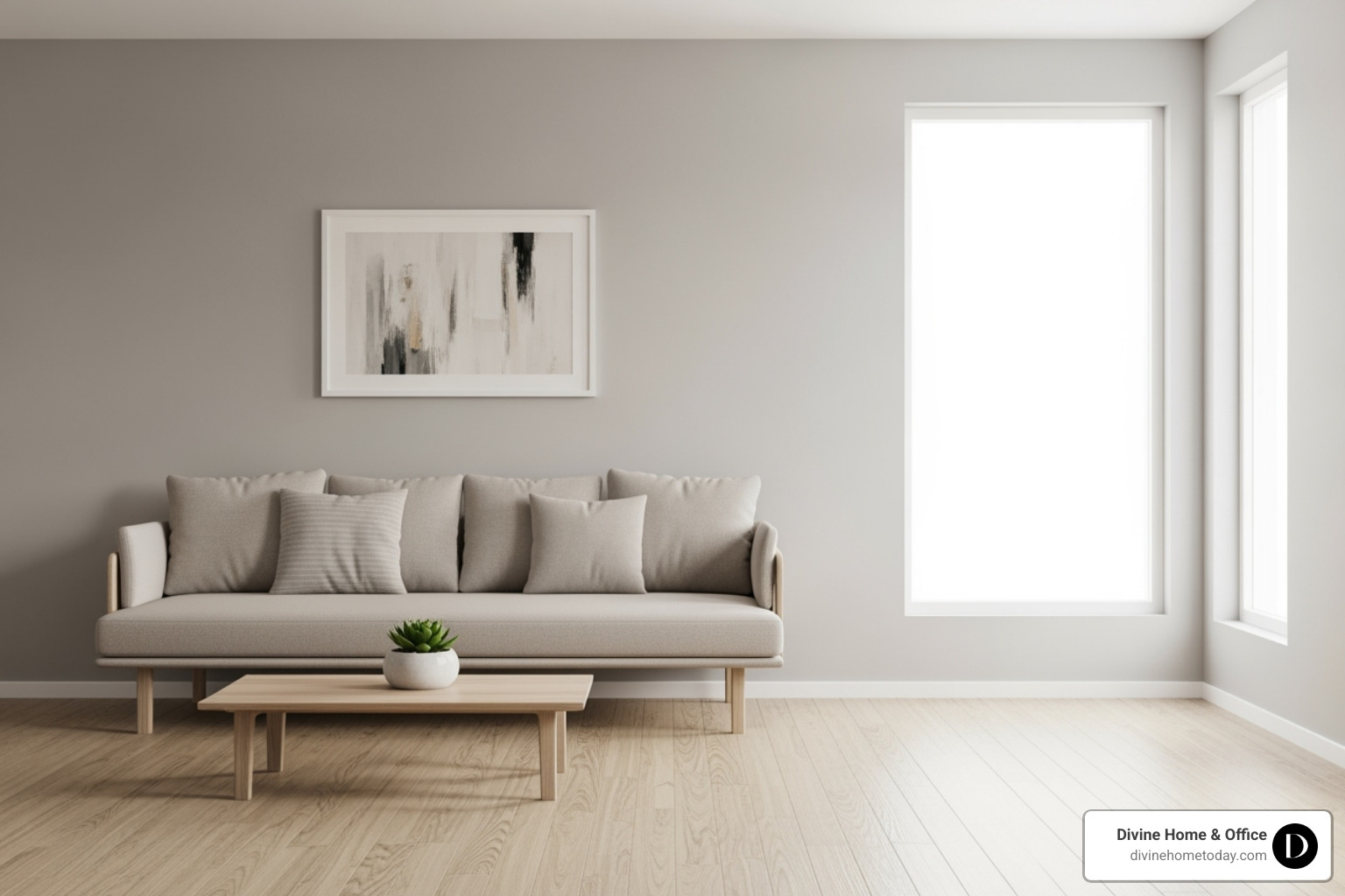 of a decluttered and clean living room with neutral walls - living room staging of a decluttered and clean living room with neutral walls - living room staging