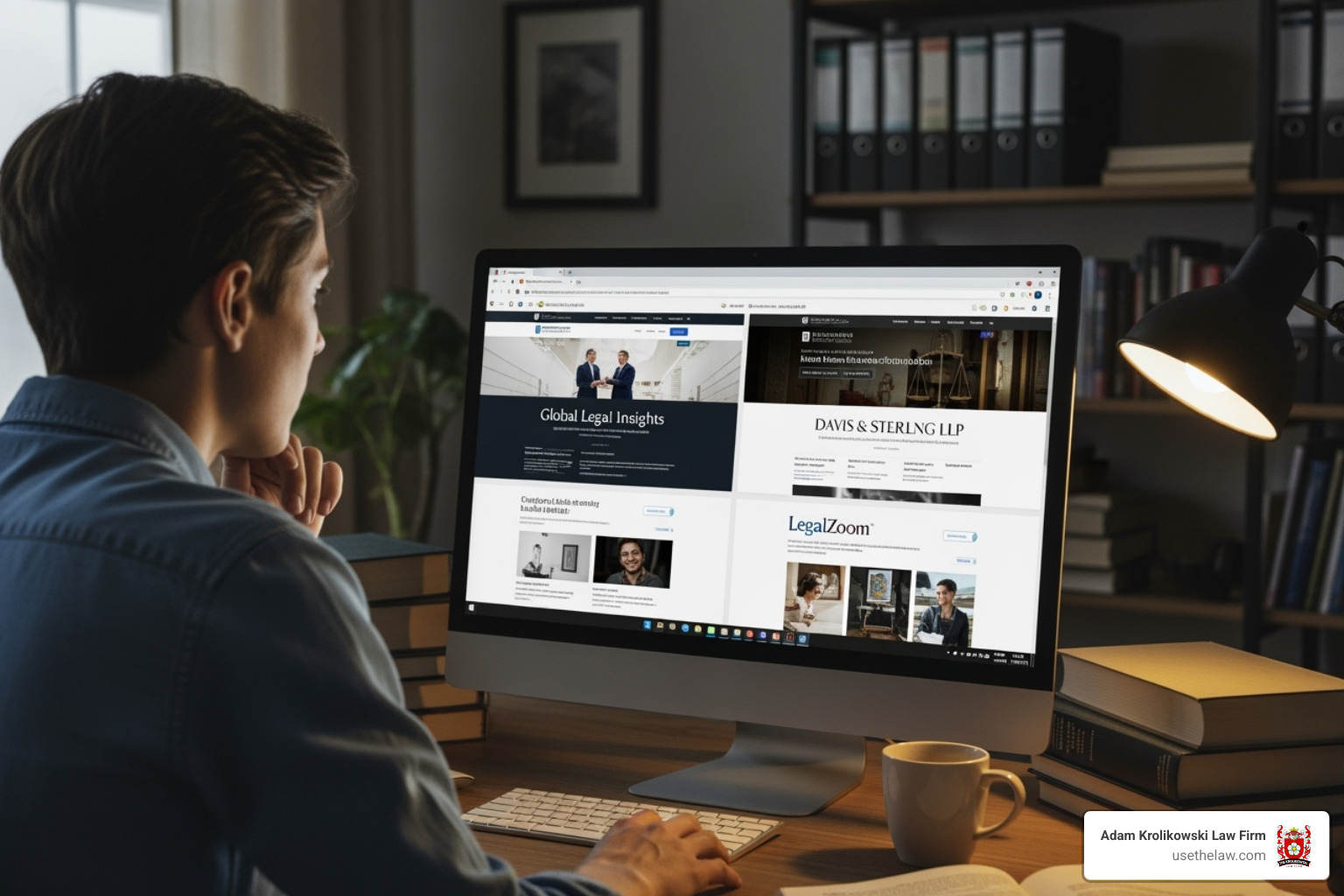 A person looking at a computer screen displaying various legal websites - Injury attorneys Santa Ana A person looking at a computer screen displaying various legal websites - Injury attorneys Santa Ana