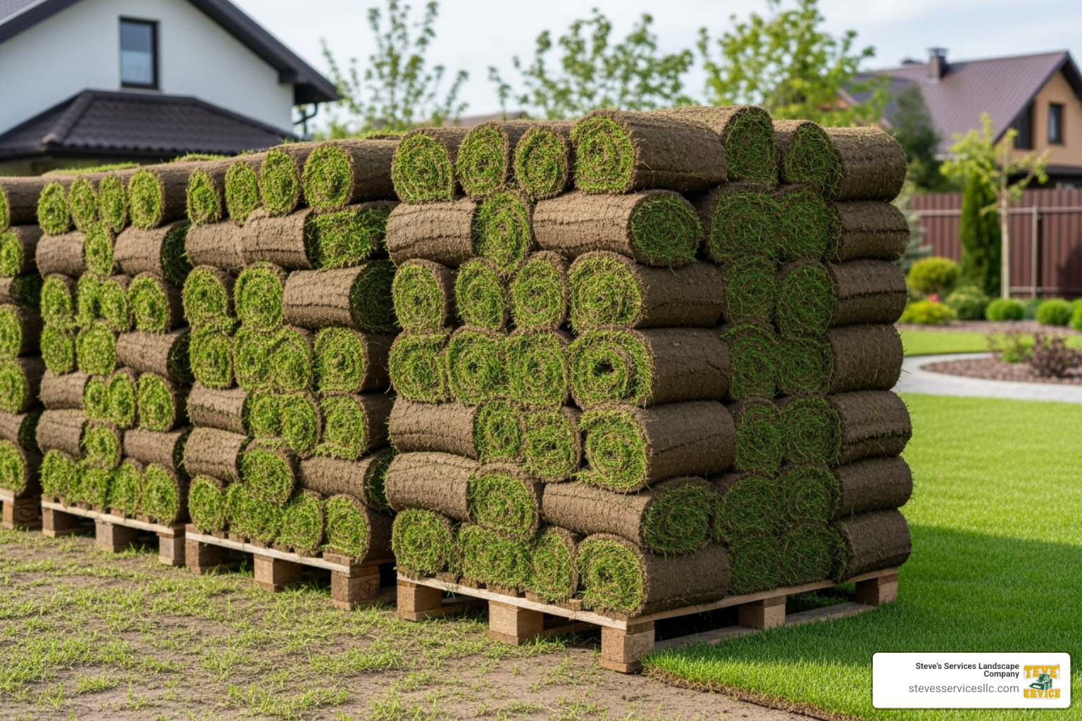 sod pallets ready for installation - cost of laying new sod