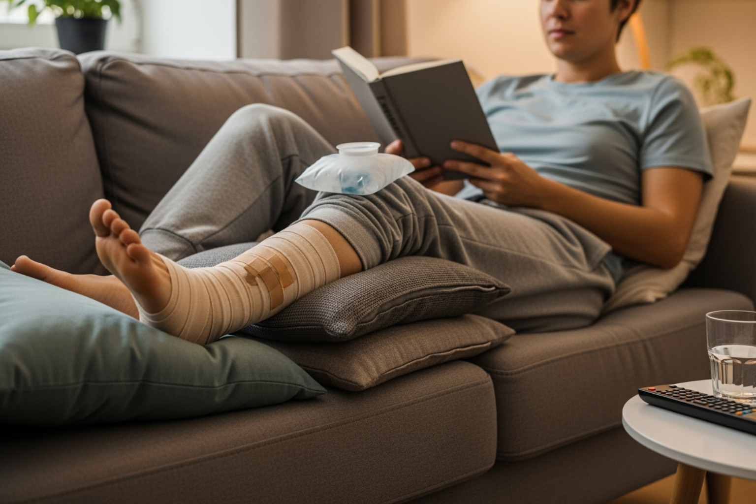 Image illustrating the R.I.C.E. (Rest, Ice, Compression, Elevation) method - cooling pain relief