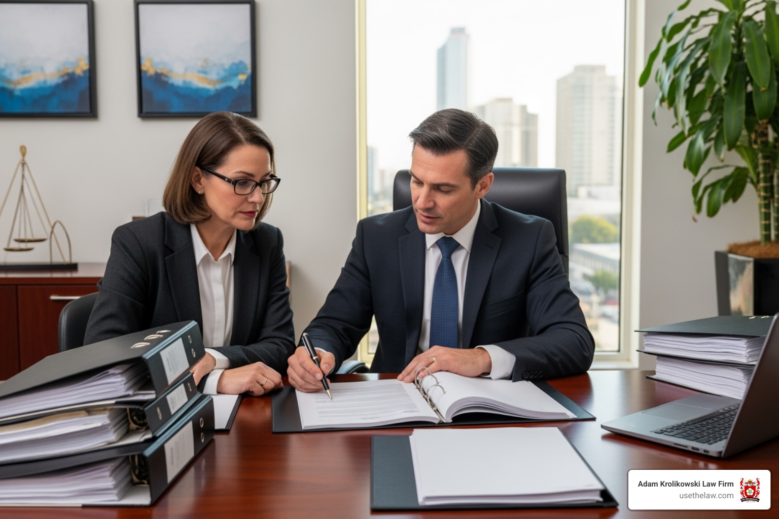 lawyer and client reviewing documents - Truck accident claim process lawyer and client reviewing documents - Truck accident claim process