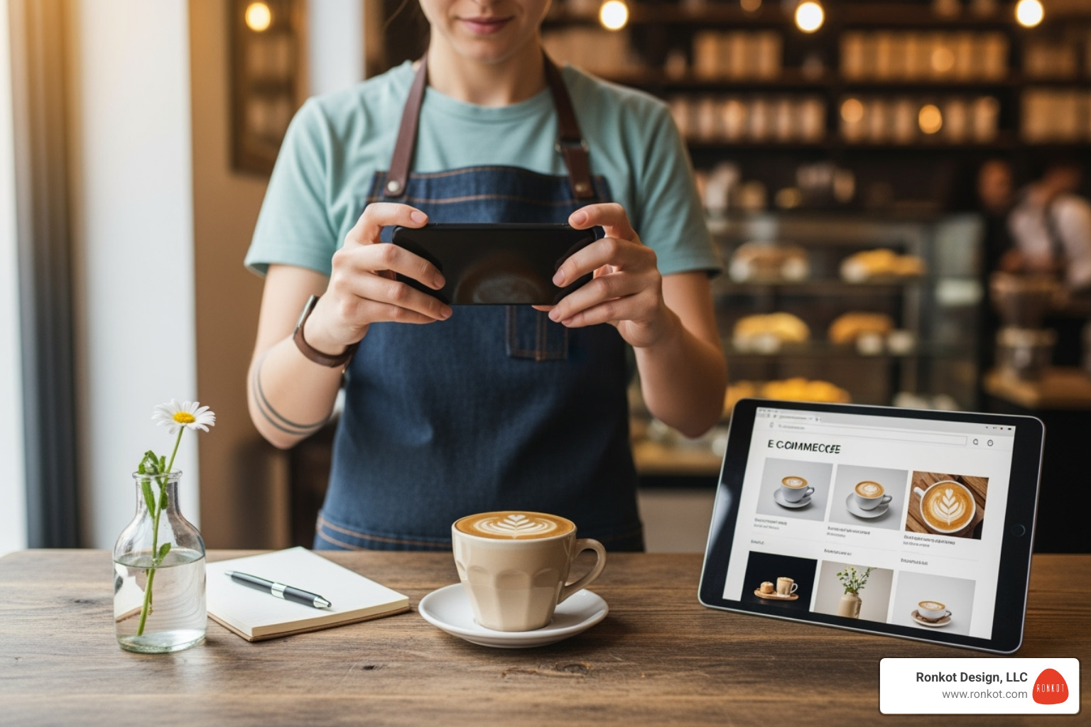 small business owner creatively using a smartphone - branding content marketing small business owner creatively using a smartphone - branding content marketing