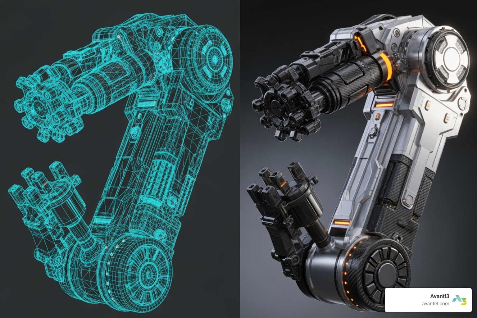 Wireframe to rendered 3D model - 3d experience vr