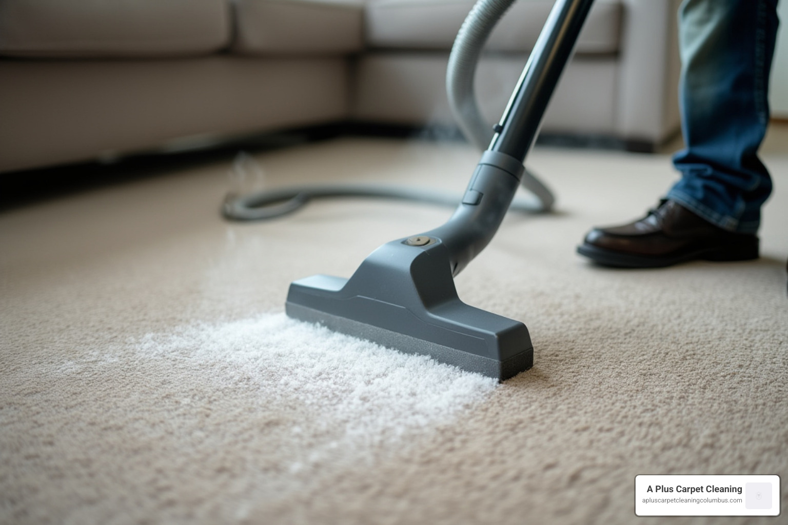 A professional carpet cleaner using a hot water extraction wand on a carpet - carpet cleaning rates per square foot