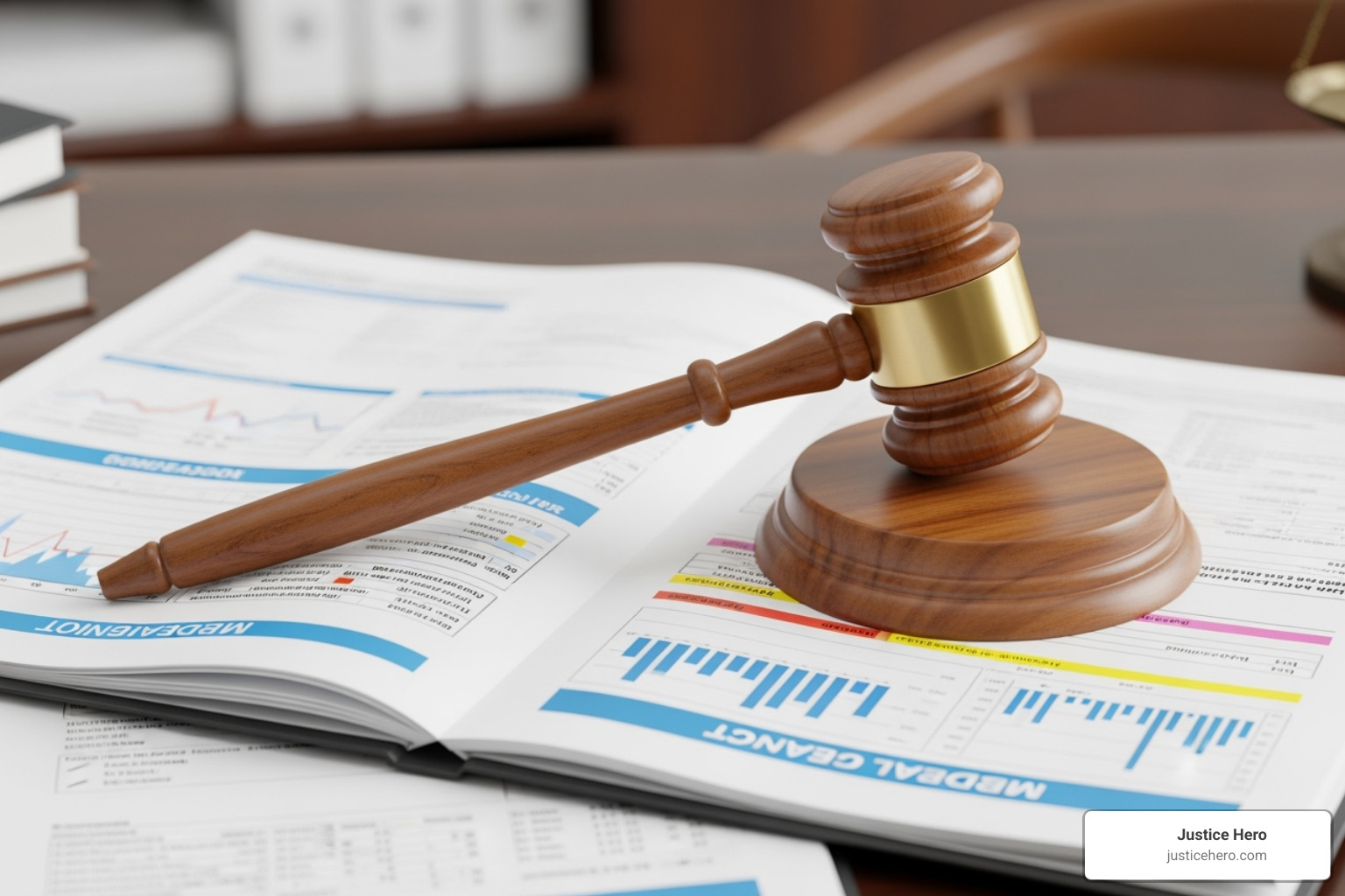 a gavel and medical chart - ppi settlement payout per person a gavel and medical chart - ppi settlement payout per person