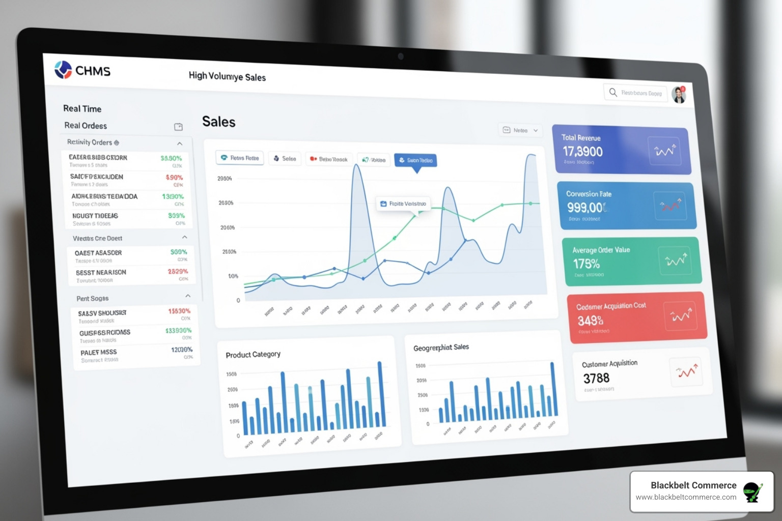 A dashboard showing high-volume sales data and analytics, indicating robust e-commerce performance - magento developer new york A dashboard showing high-volume sales data and analytics, indicating robust e-commerce performance - magento developer new york