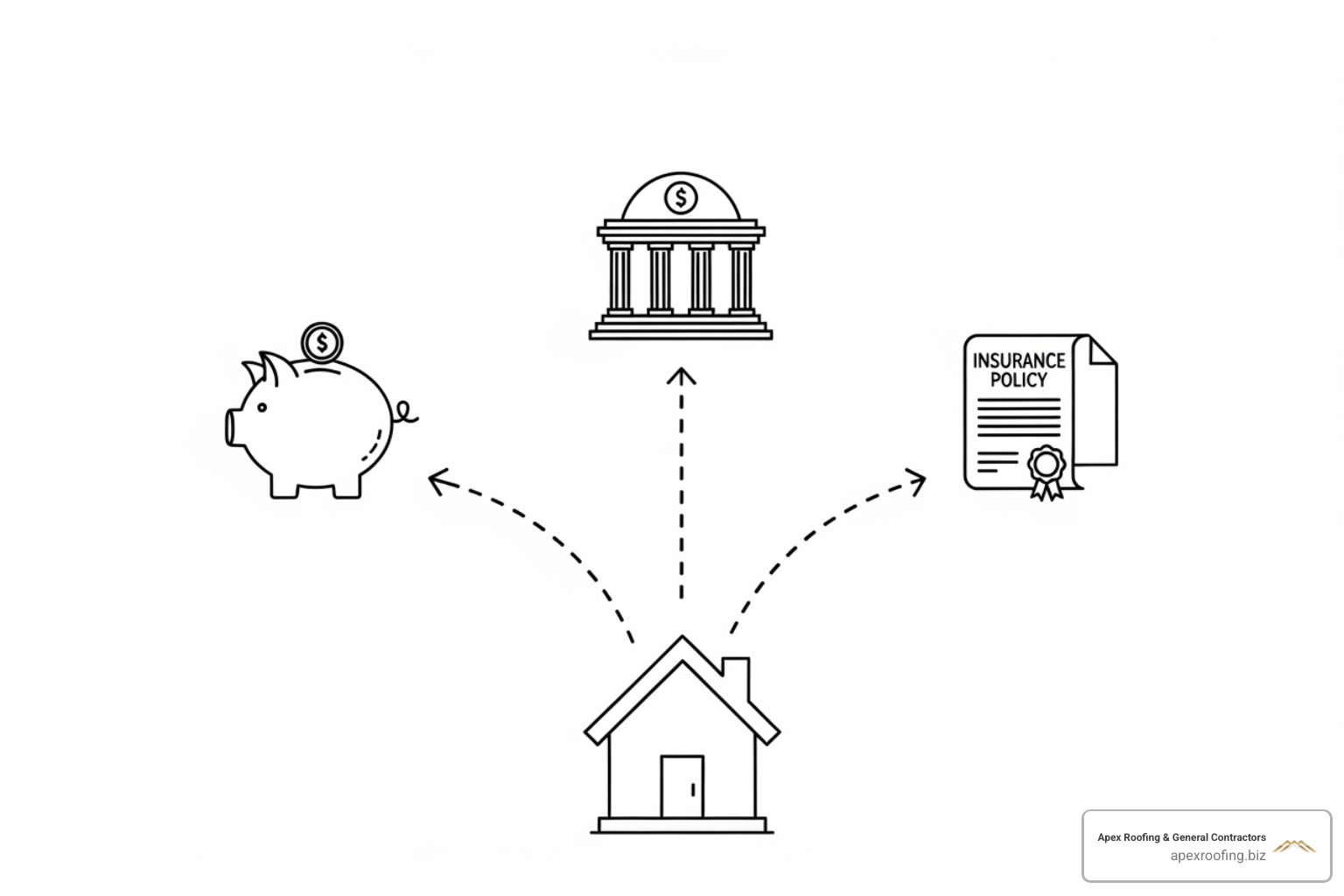 A flowchart illustrating the different paths to financing a roof, including in-house, personal loans, and insurance - roofers financing leon valley A flowchart illustrating the different paths to financing a roof, including in-house, personal loans, and insurance - roofers financing leon valley