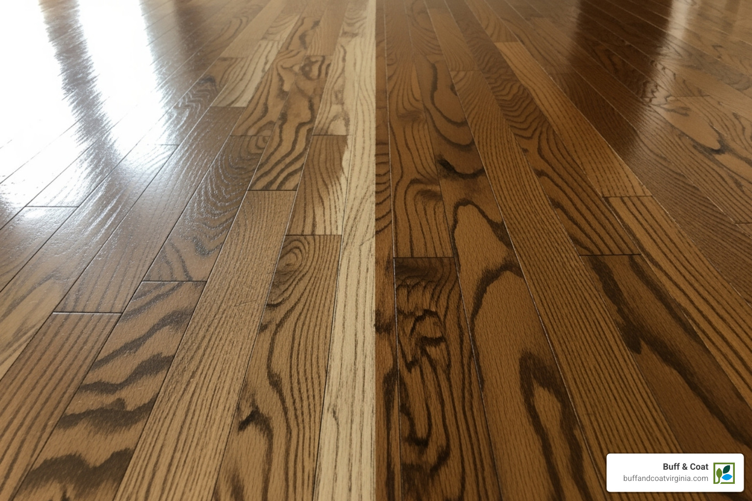 a poorly done DIY floor section with a professionally finished one - cost of refurbishing wood floors a poorly done DIY floor section with a professionally finished one - cost of refurbishing wood floors