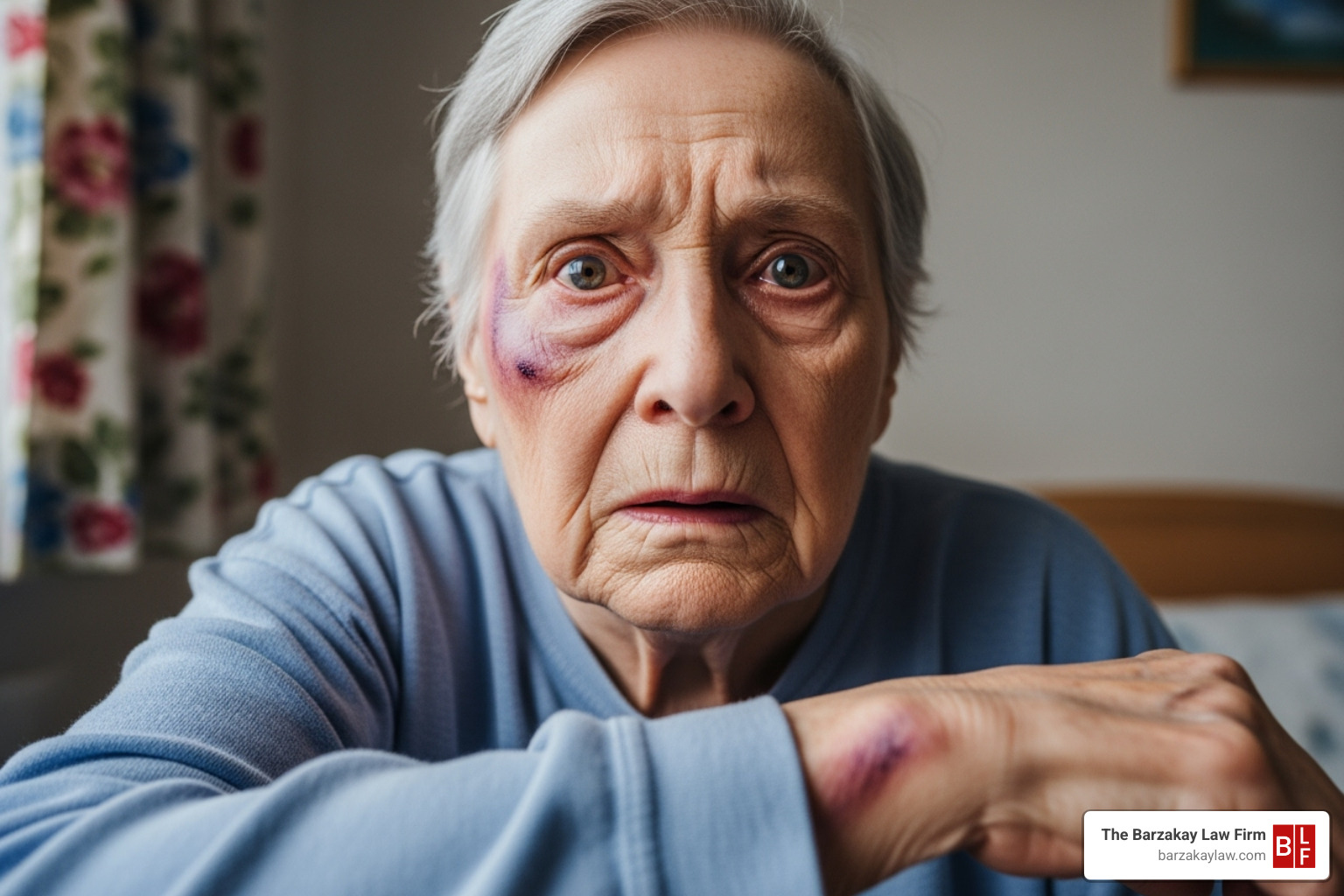 resident with unexplained bruises looking fearful - orlando nursing home abuse lawyer